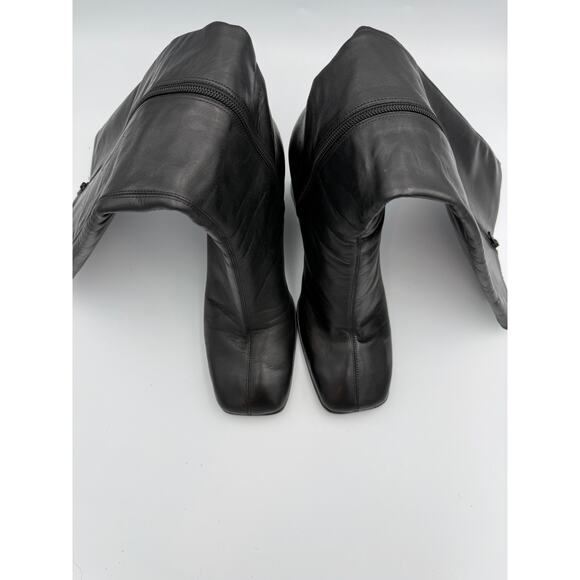 Reformation Nylah Knee High Black Leather GoGo Boots Size 9.5 - Picture 4 of 6